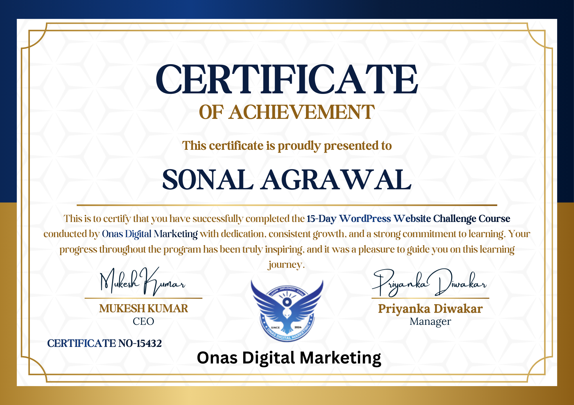 WordPress course with certificate free